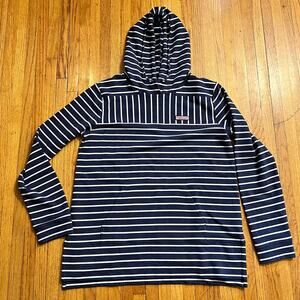 Vineyard Vines Shep Shirt Womens Medium Blue Stripe Preppy Hooded